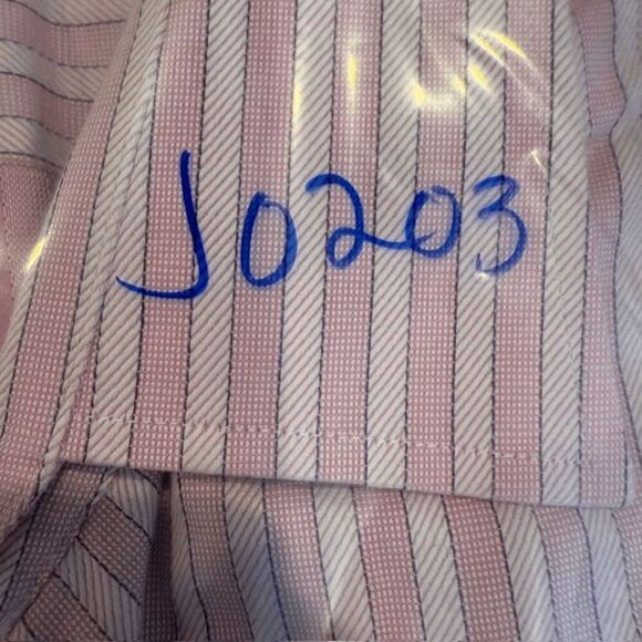 Bachrach Button Down Shirt Pink Stripe Contrasting Cotton Size XL 18 34-35 - Picture 8 of 8